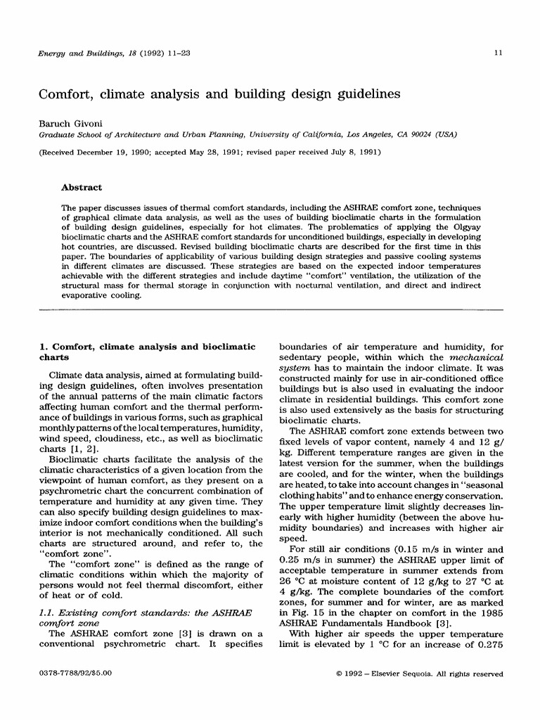 Givoni Comfort Climate Analysis And Building Design Guidelines