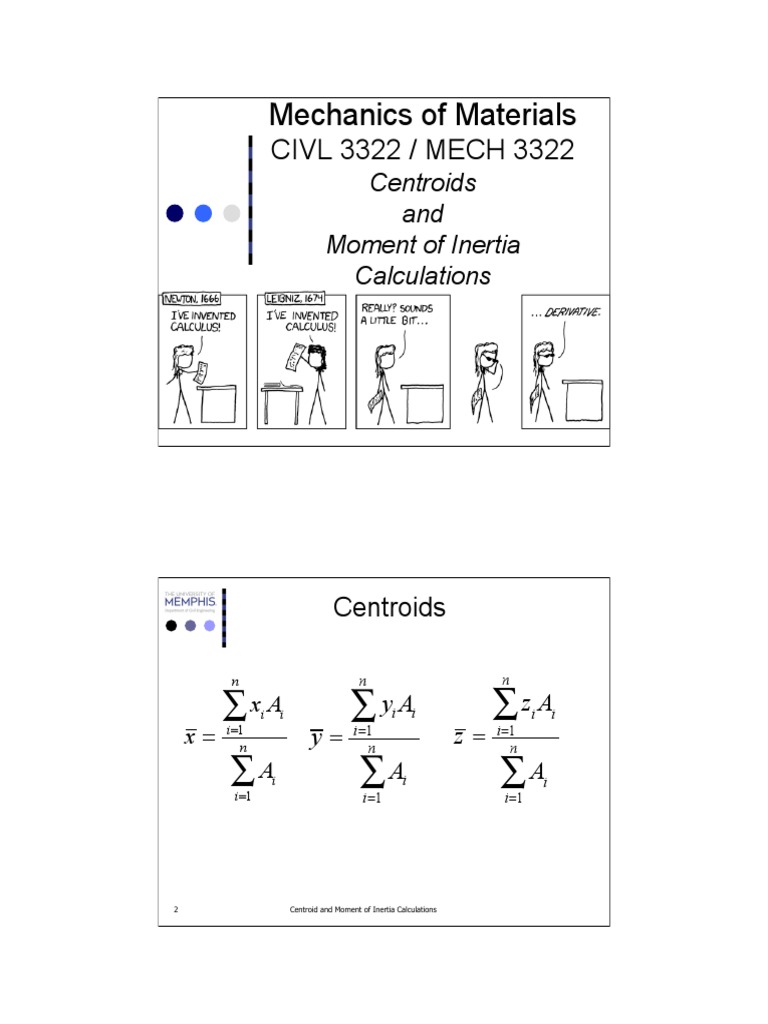 Centroids and Moment of Inertia Calculation PDF | PDF | Elementary ...