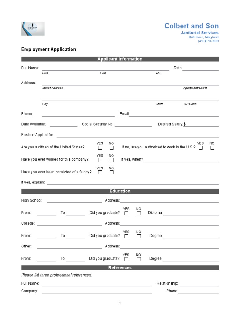 Cas Employment Application | PDF