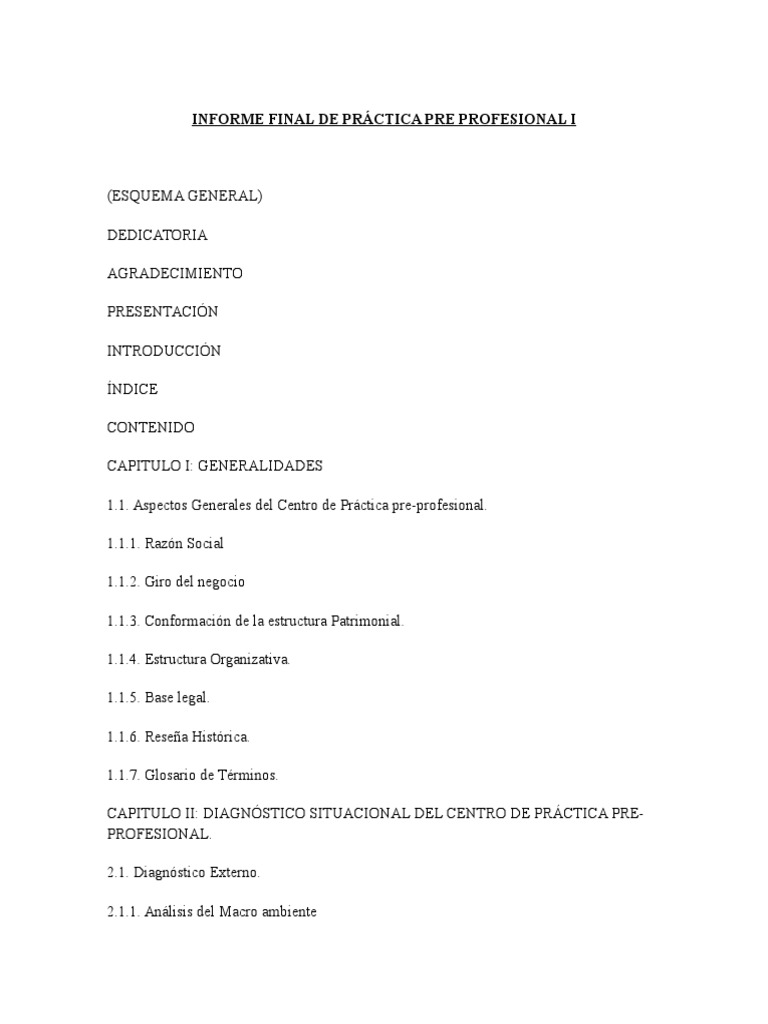 Informe de Práctica Pre Profesional I | PDF