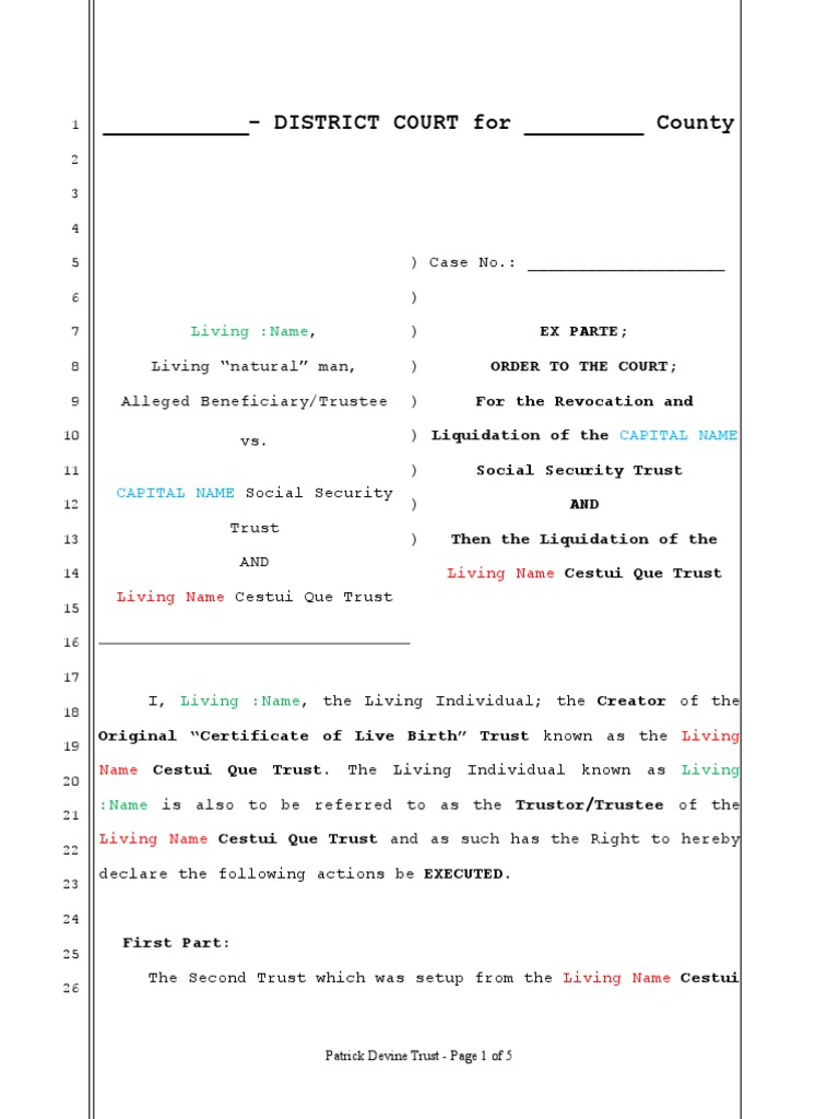courtordertoclosetrust.doc Beneficiary (Trust) Trust Law