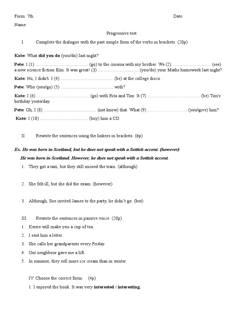 Progressive Test 7 | PDF