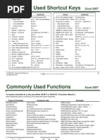 TTS Shortcut Keys Functions Excel 2007