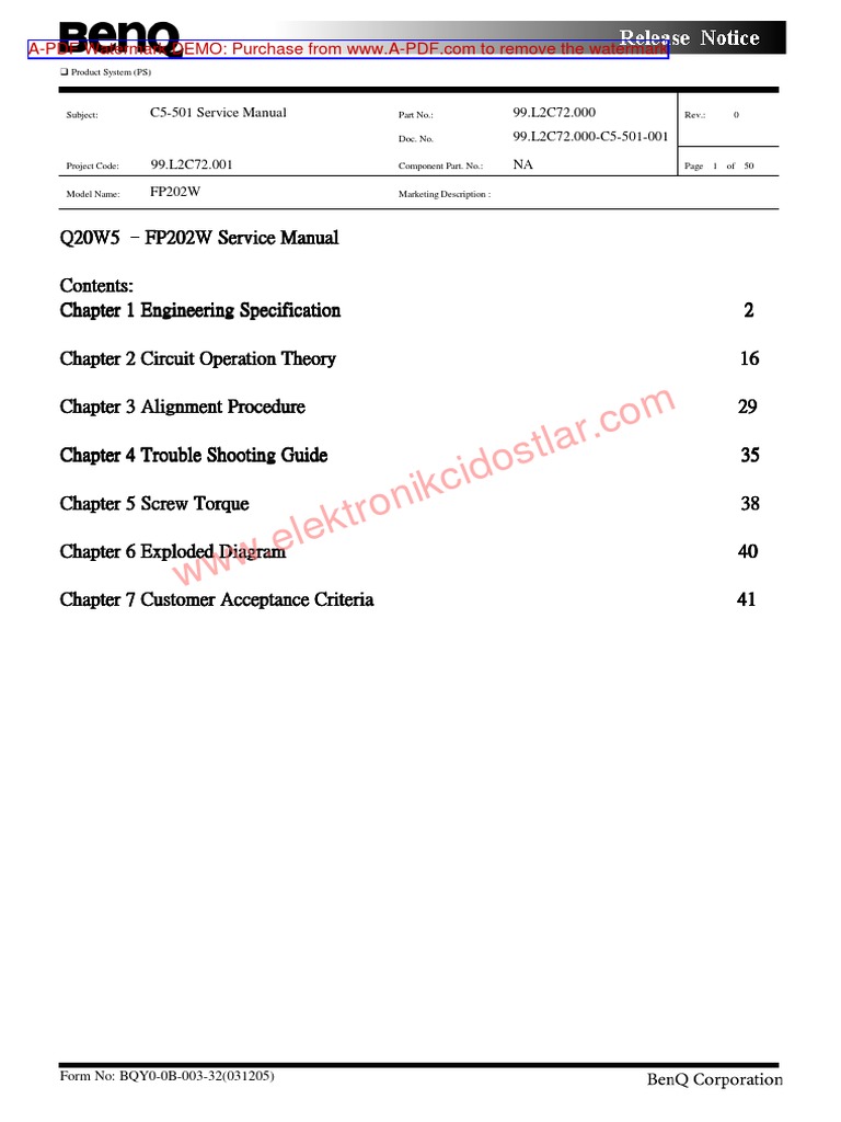 Benq q20w5 Fp202w LCD Monitor | PDF | Rectifier | Manufactured Goods