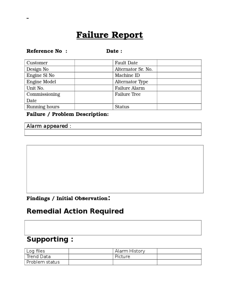 Detailed Failure Report Template | PDF