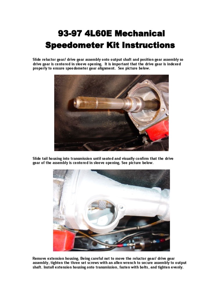 4L60E Speedometer Kit Instructions | PDF | Home & Garden