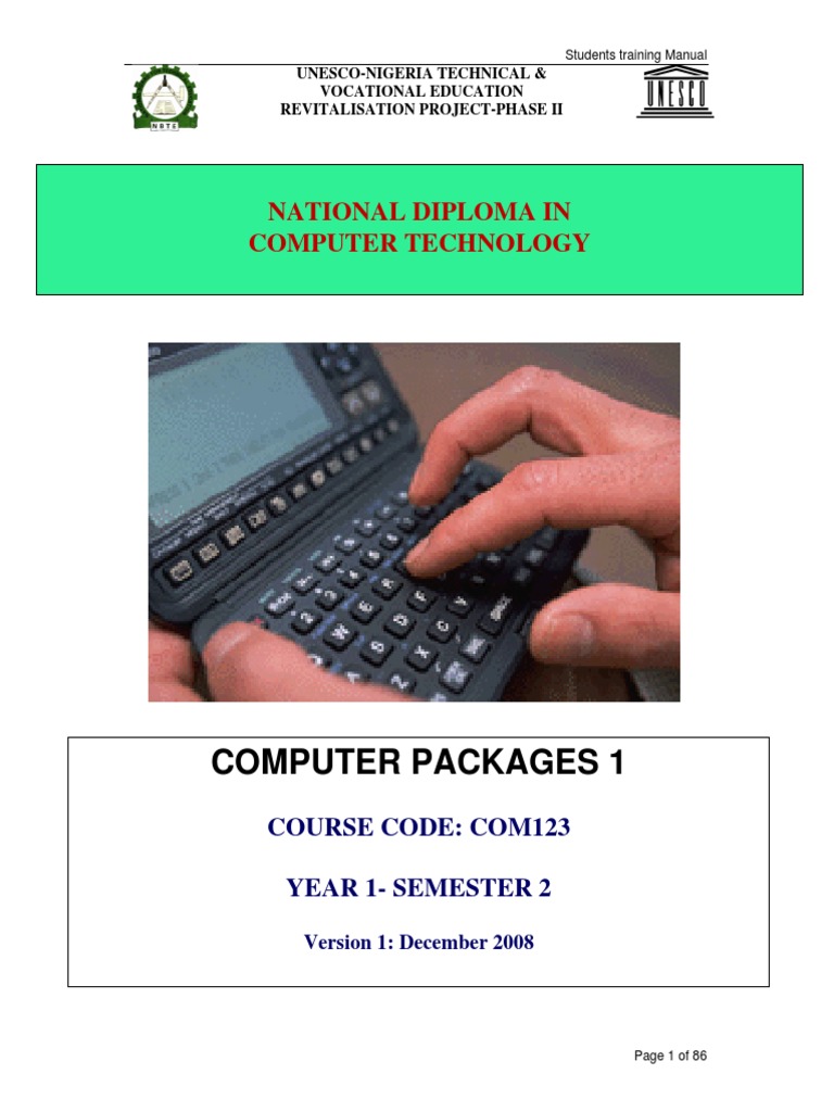 COM 123 Computer Packages1Theory BOOK PDF | PDF | Spreadsheet ...