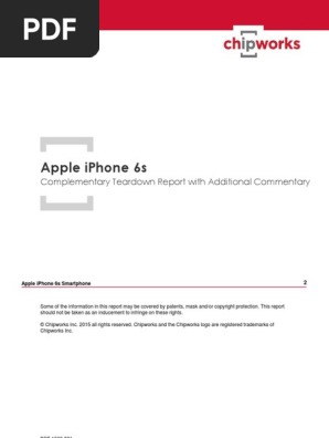 Apple iPhone 6s A1688 Smartphone Chipworks Teardown Report BPT-1509-801 With Commentary