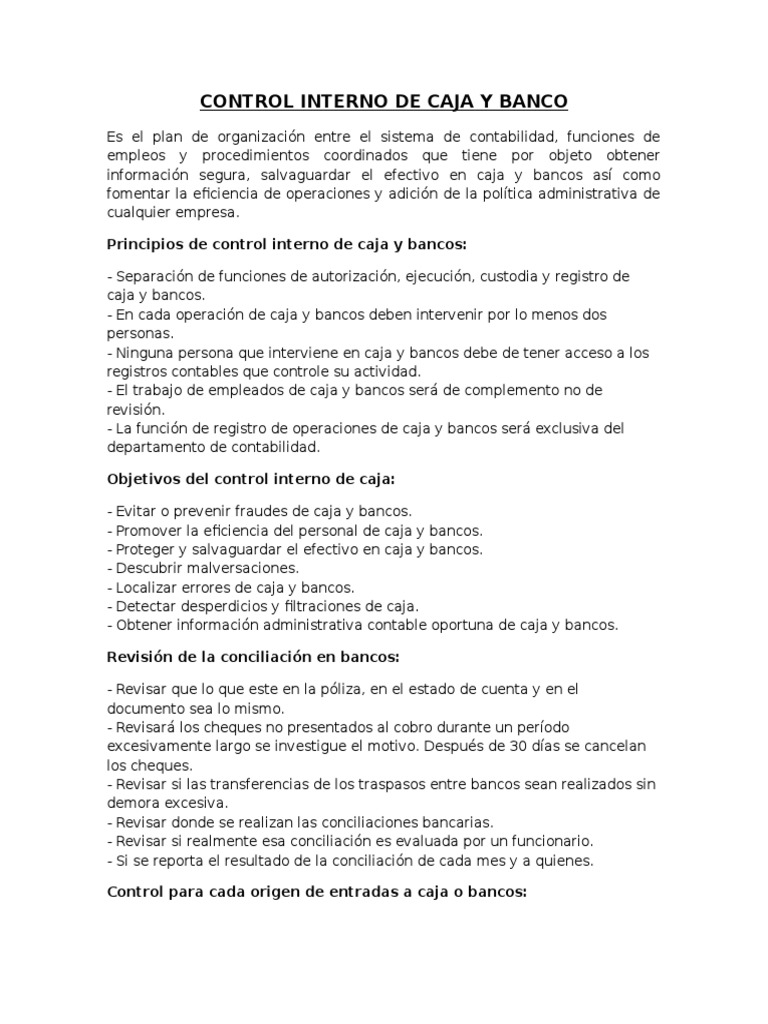 Control Interno de Caja y Bancos | PDF | Cheque | Bancos