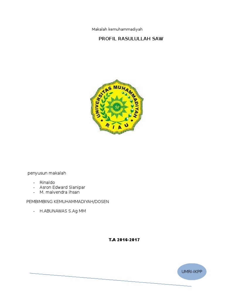 Cover Makalah Kemuhammadiyan Docx