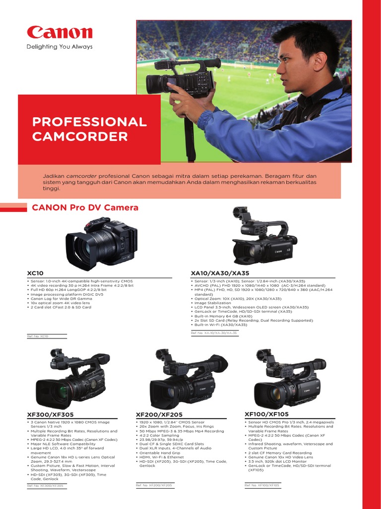 Canon Pro Camcorder Specs | PDF
