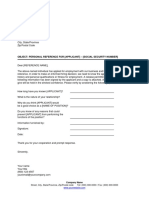 Personal Reference Check Letter