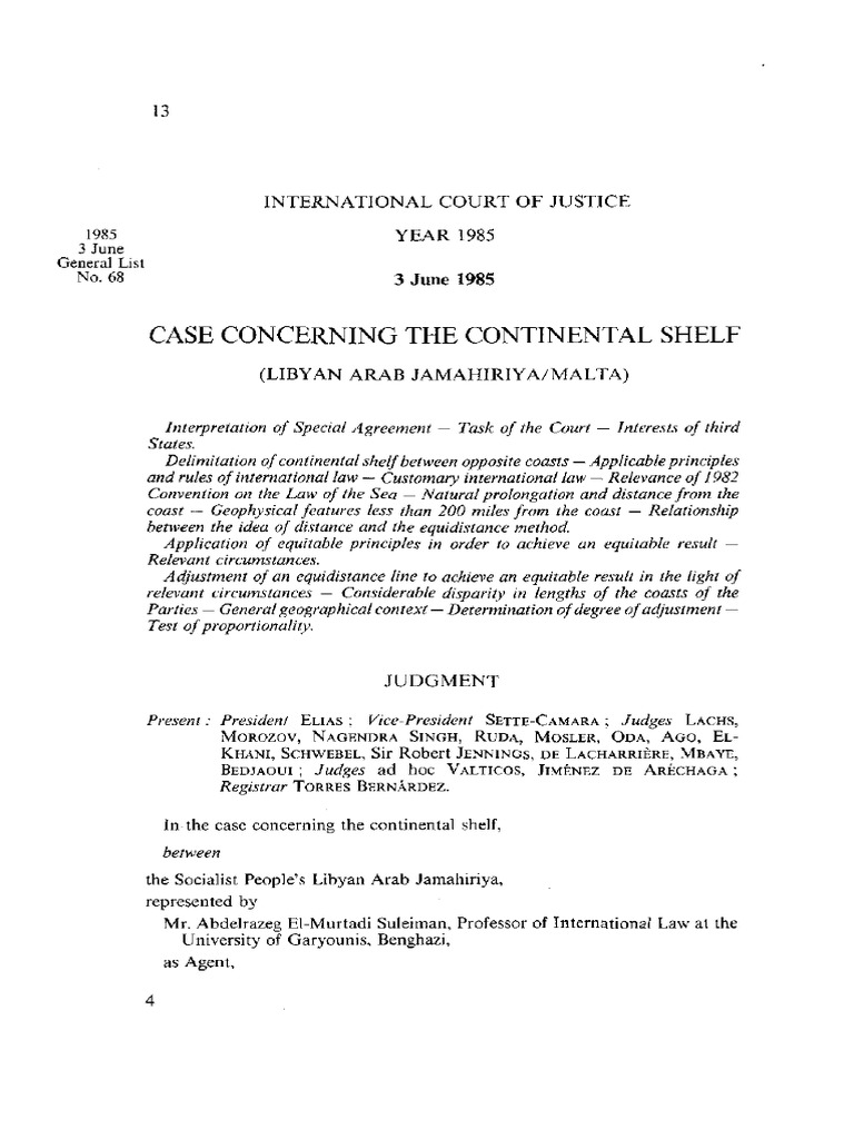 Continental Shelf Cases (Libya v. Malta) NF PDF Territorial Waters