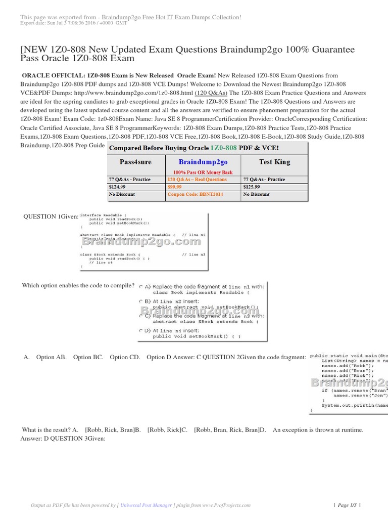 1z0-809 PDF Testsoftware