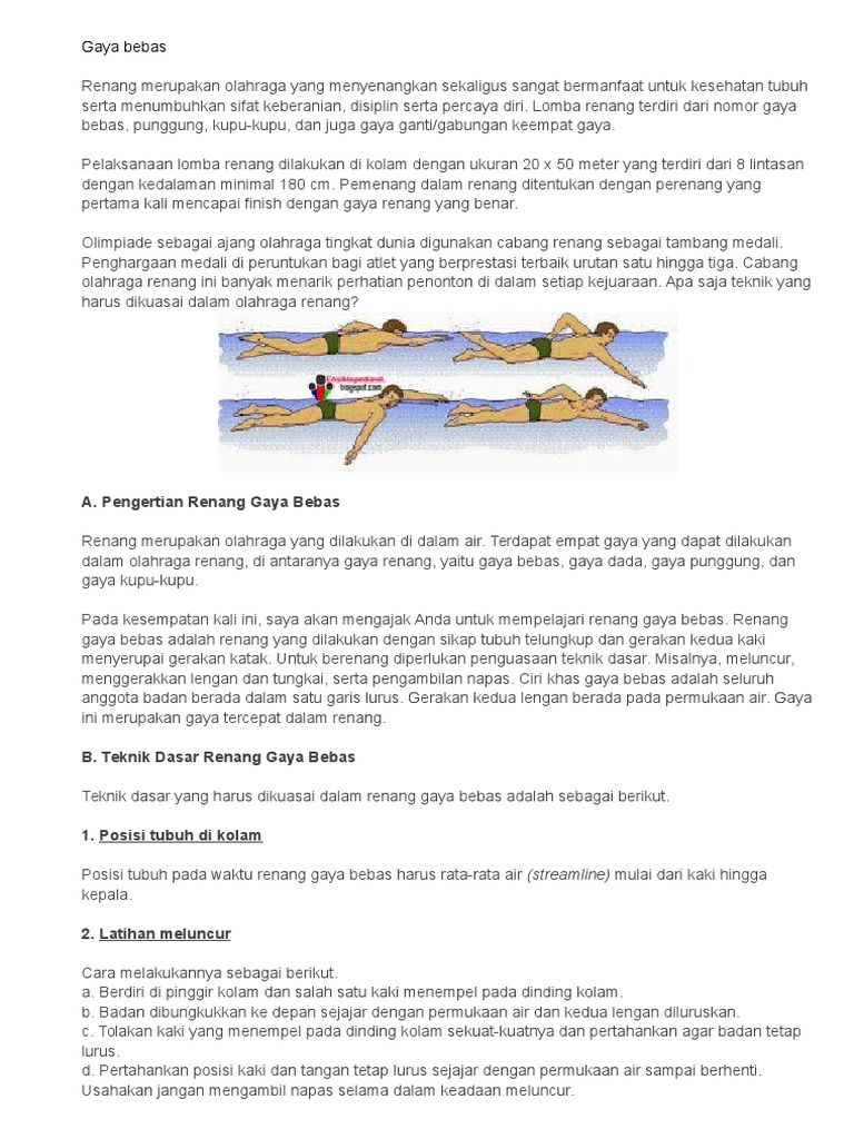  Renang  Gaya  Bebas  Disebut Juga Dengan Istilah Sebutkan Itu