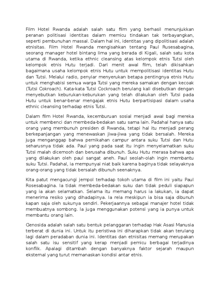 Tugas Soskom-Analisis Film Hotel Rwanda | PDF