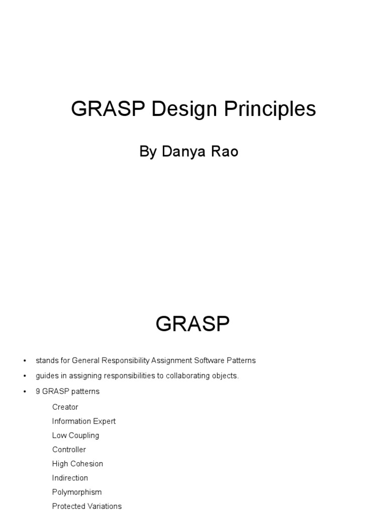 GRASP Design Principles Overview | PDF | Expert | Databases