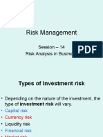 Risk Management: Session - 14 Risk Analysis in Business