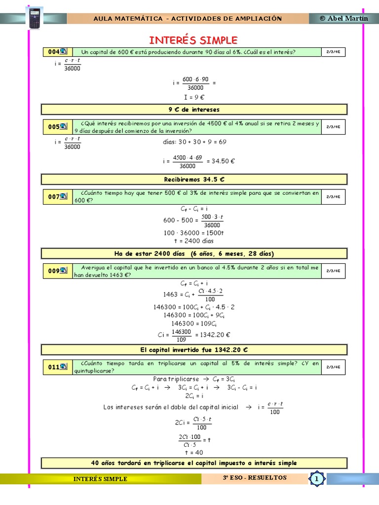 RESUELTOS Int Simple | PDF | Negocios | Finanzas y dinero