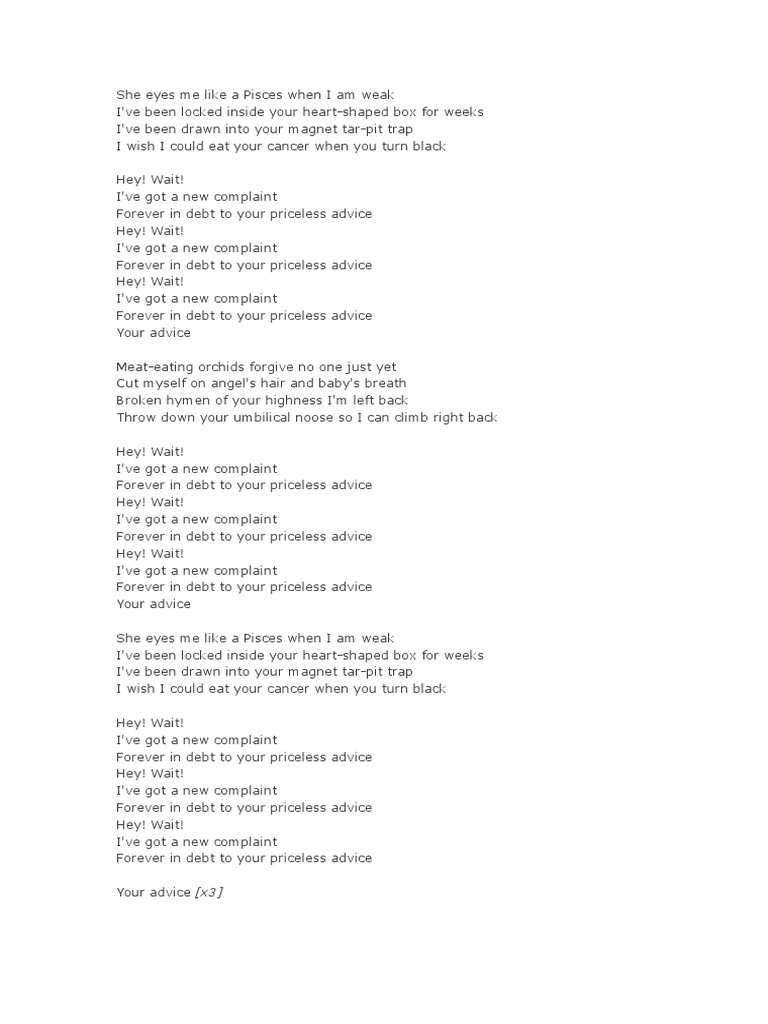 Heart shaped box nirvana lyrics pdf