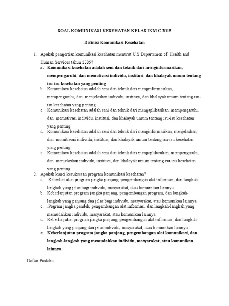 Soal Komunikasi Kesehatan Ikm C 2015