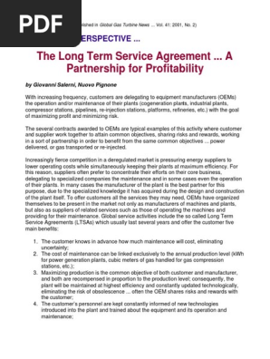 Long Term Service Agreement