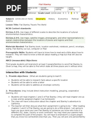 Flat Stanley Lesson Plan