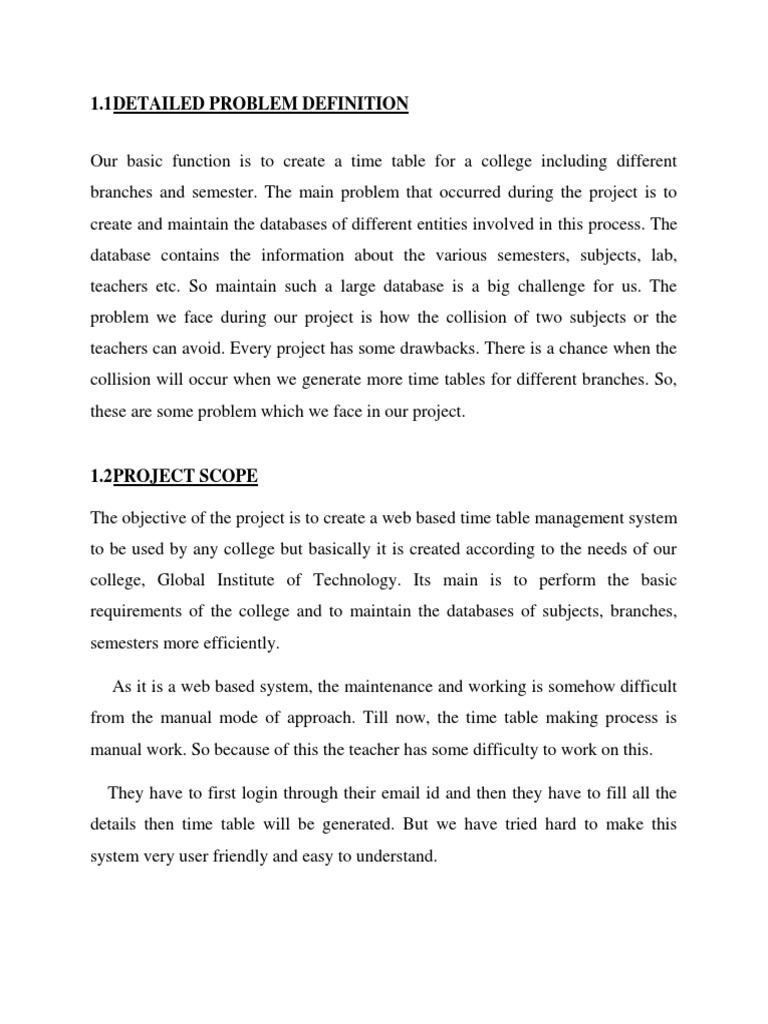 Automatic Timetable Generation Rep123 | PDF | Business