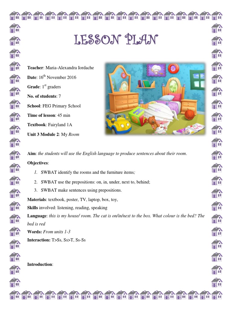 My Room Lesson Plan for Grade 1 | PDF | Lesson Plan | Cognition