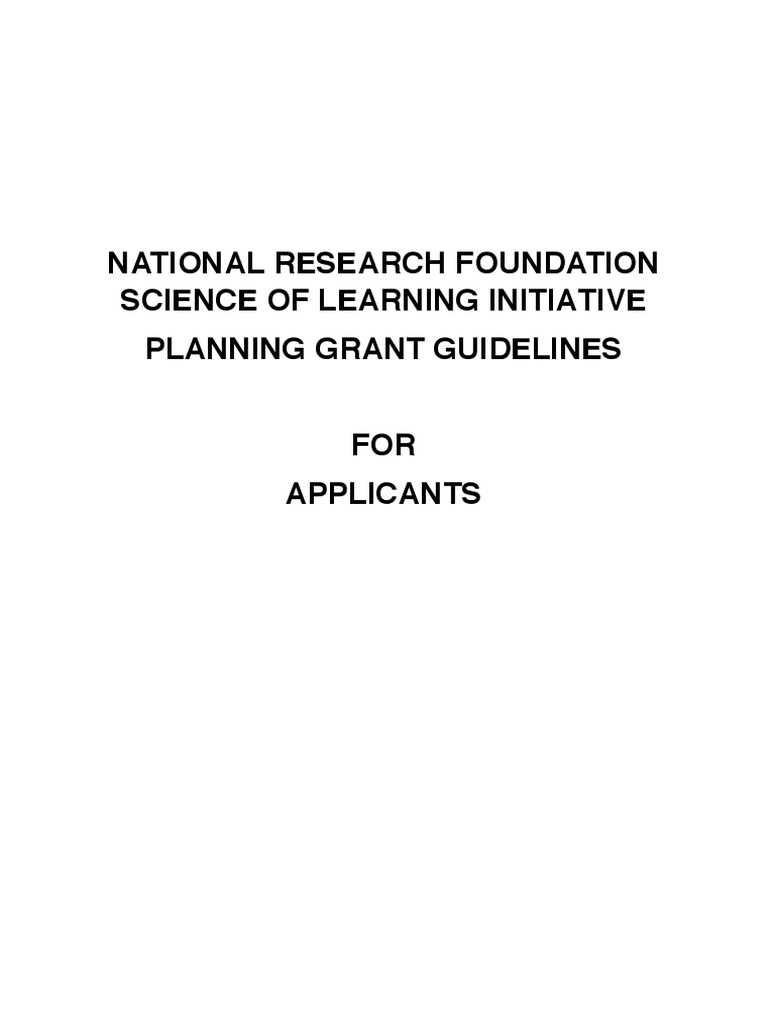 NRF Sol Planning Grants Application Guidelines PDF Patent
