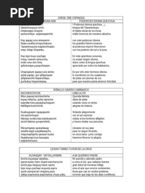 Poesias En Quechua America Del Sur Andes