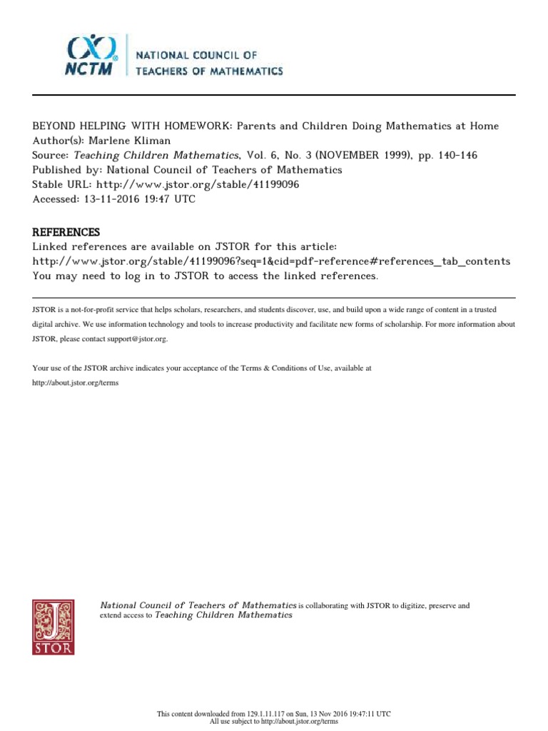 Beyond Helping With Homework | PDF | National Council Of Teachers Of ...