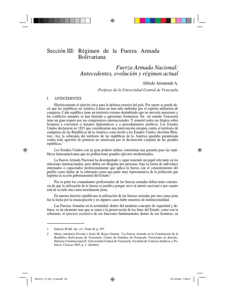 Evolución de la Fuerza Armada Venezolana | PDF | Militar | Constitución
