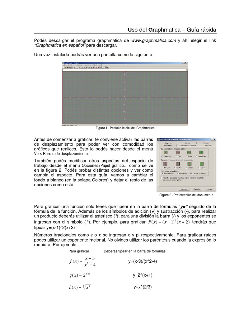 Guía rápida de Graphmatica | PDF | Enseñanza de matemática | Science