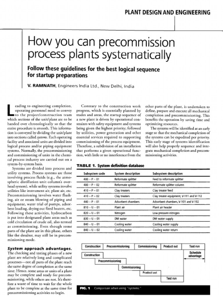 How You Can Precommissioning Process Plant Systematically PDF | PDF