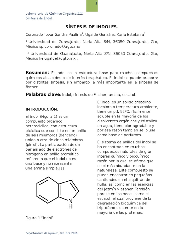 Síntesis de Indoles PDF Aromaterapia Enlace químico
