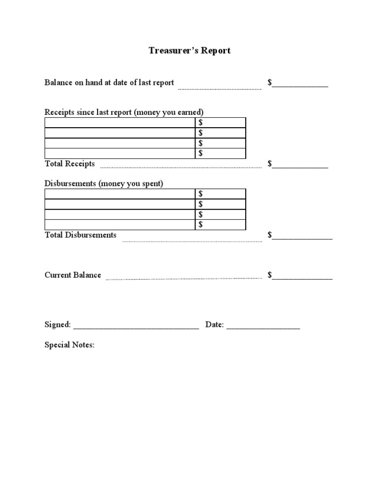 Treasurer's Report Template | PDF