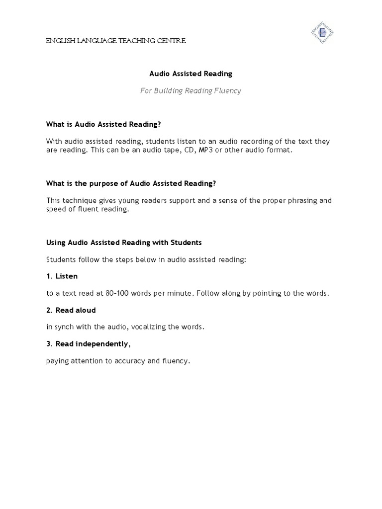 Audio Reading for Young Learners | PDF
