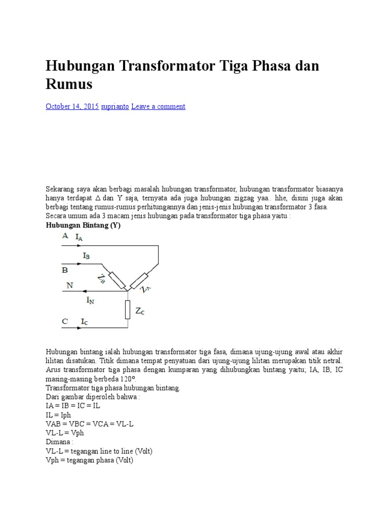 Rumus Hubungan Transformator Tiga Fasa | PDF