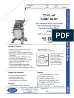 20 Quart Bench Mixer Technical Specs