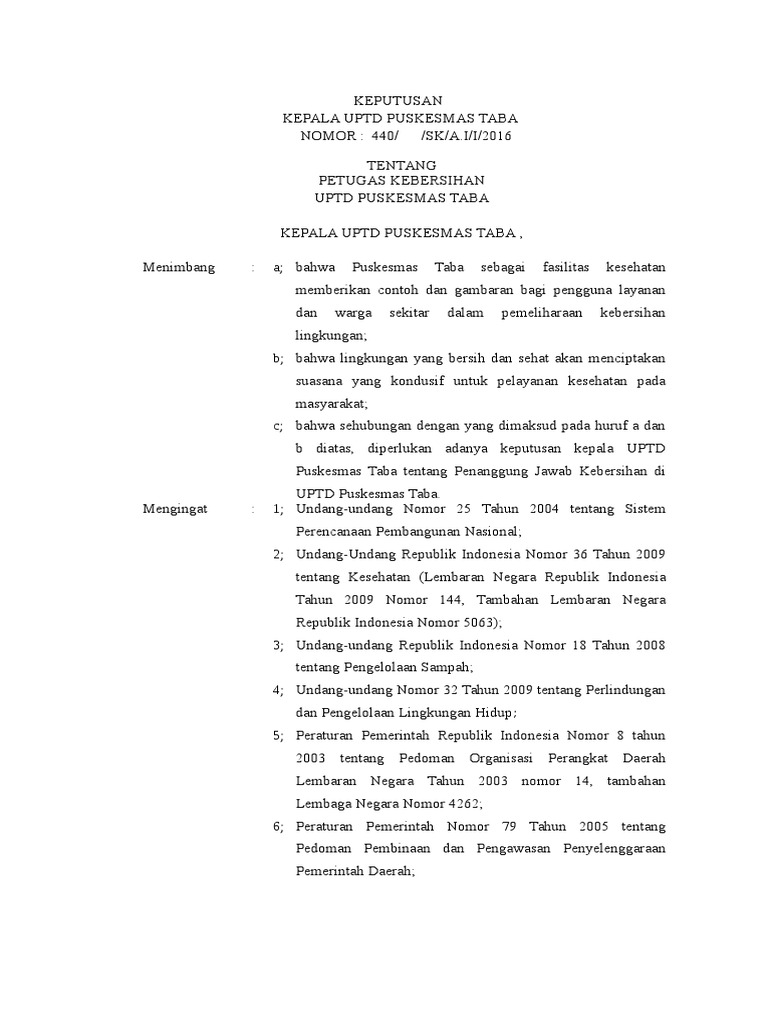 Contoh Sk Cleaning Service Kantor Desa Guru Paud