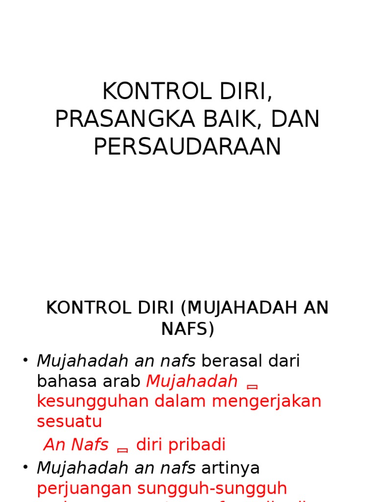 Bab 1 Kontrol Diri Prasangka Baik Dan Persaudaraan Pdf
