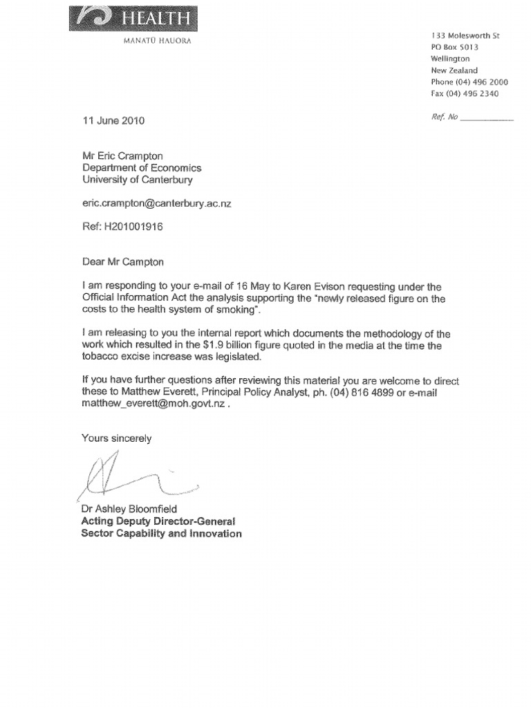 OIA Letter Eric Crampton H201001916 | PDF | Confounding | Survey ...