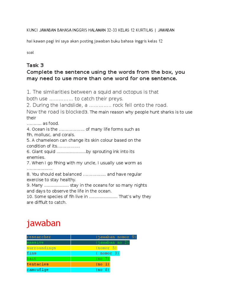 Jawaban Bahasa Inggris Kelas 9 Halaman 8 Dan 9 Rasanya