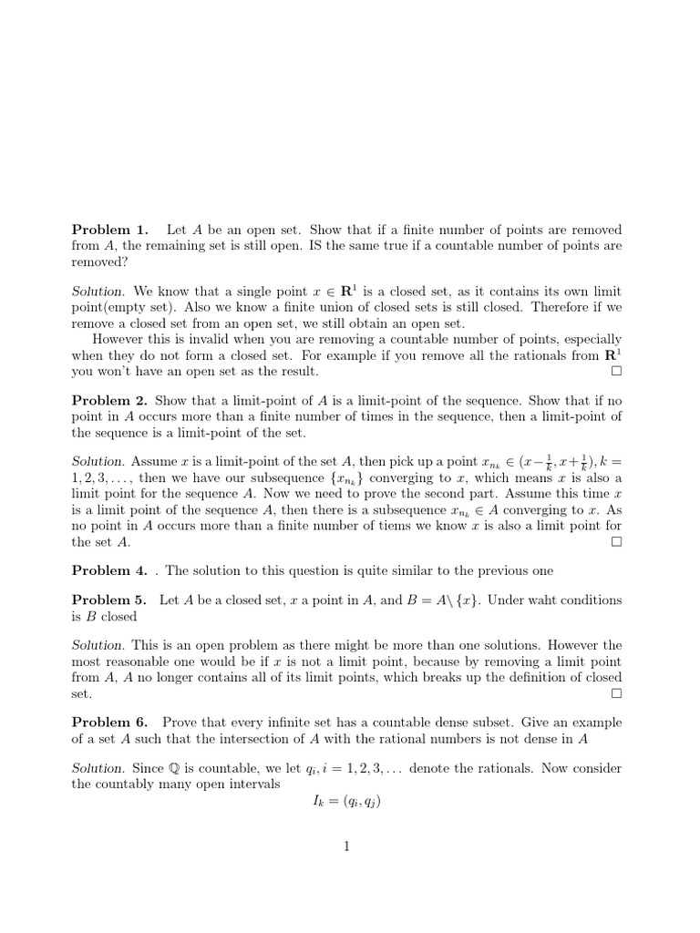 Open and Closed Sets Sequence Mathematical Objects