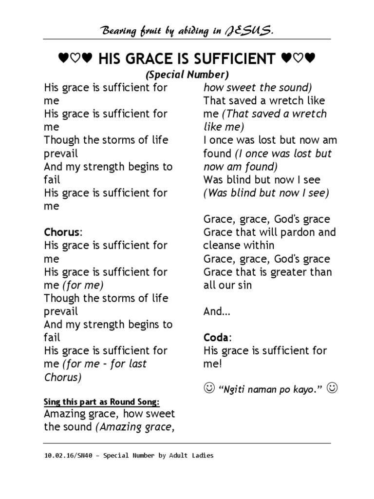 His Grace Is Sufficient How Sweet The Sound) PDF