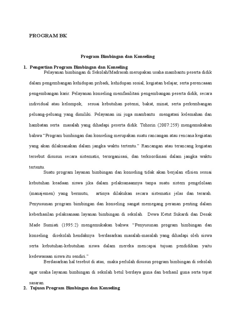 Pengertian Program Bk
