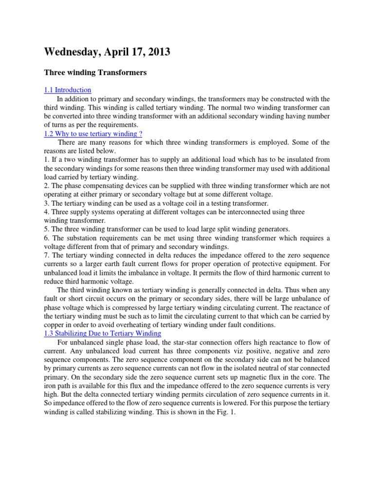 Understanding Three Winding Transformers | PDF | Transformer ...