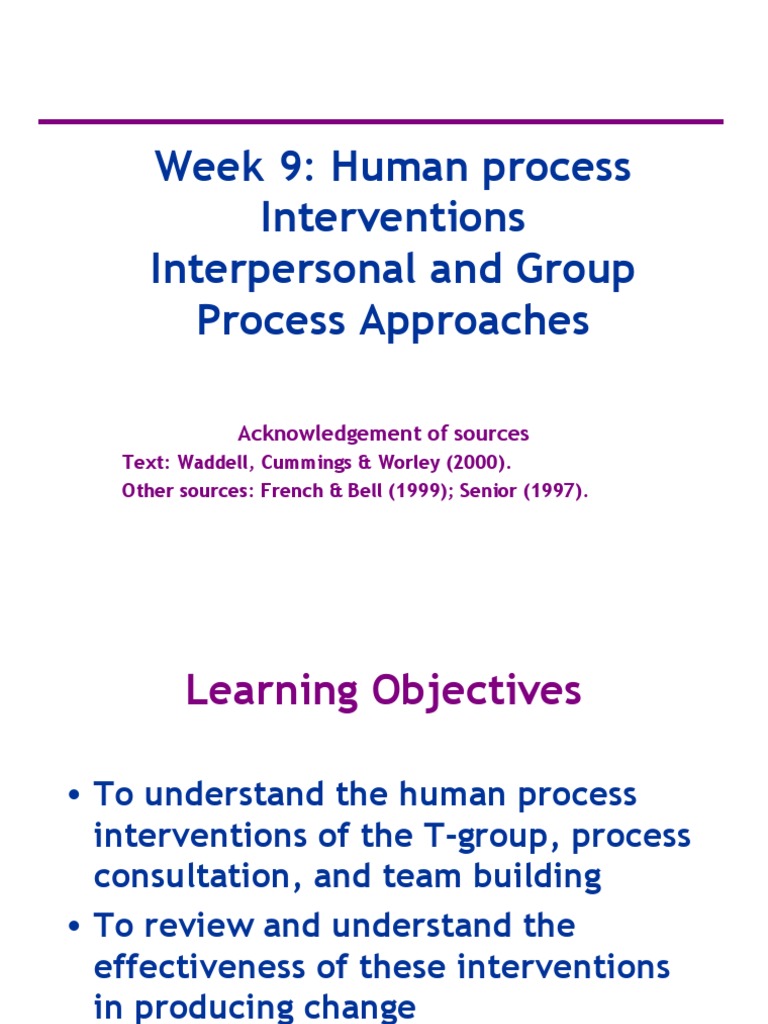 Week 9 Human Process Interventions Interpersonal and Group Process