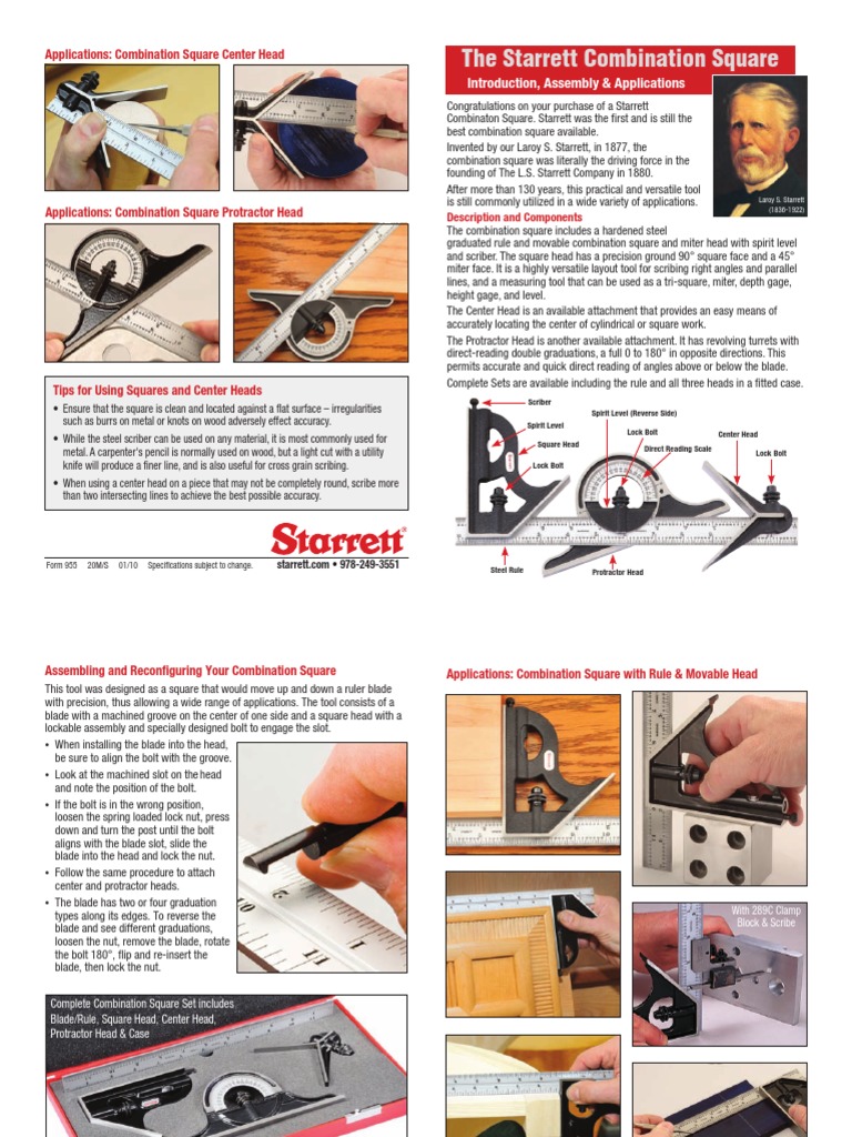 Starrett Combination Square Guide | PDF | Blade | Knife